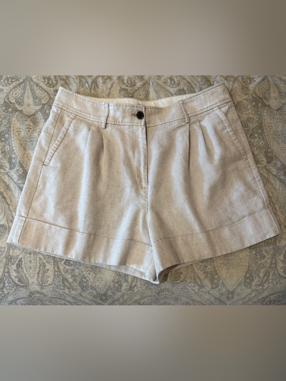 J.Crew Remi Linen Blend High Rise Pleated Cuffed Shorts Size 12
